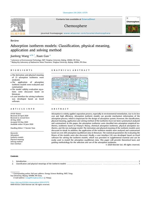 Adsorption isotherm models: Classification, physical meaning .